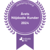 Ett lila emblem med text som står Årets Nöjdaste kunder 2024 på från Indicate Me awards.